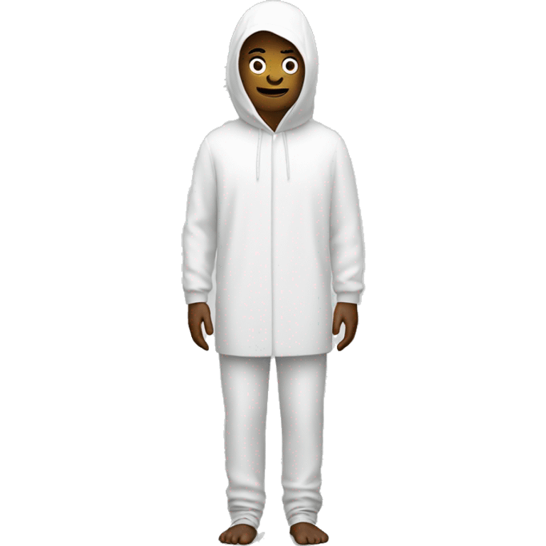 covered head to toe in white emoji