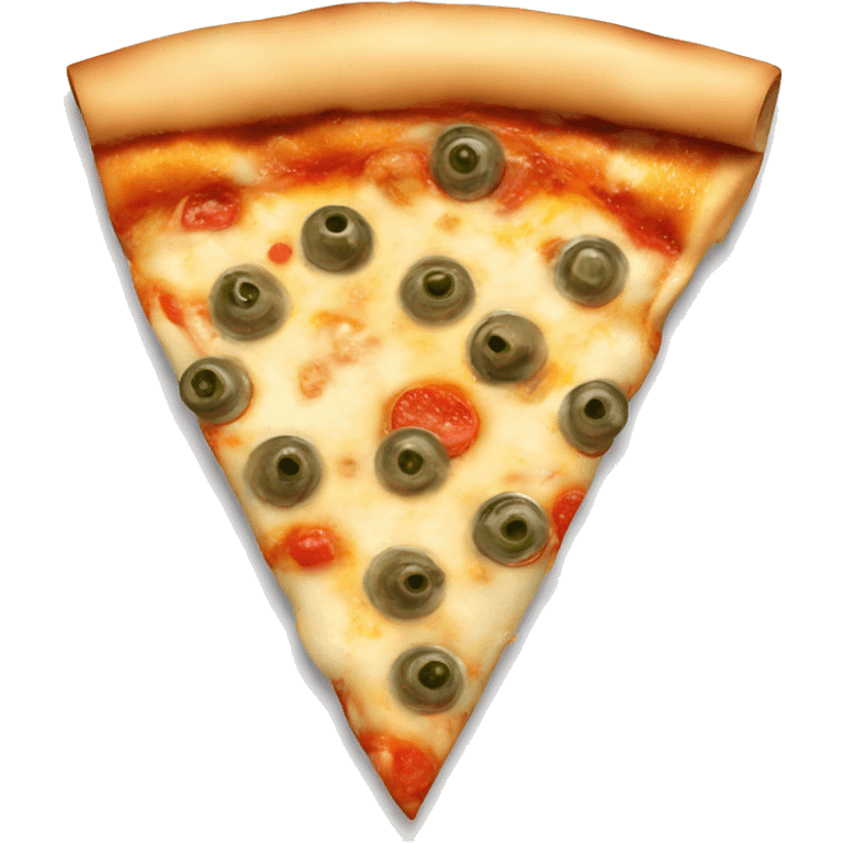 A pizza slice topped with capers and anchovies emoji