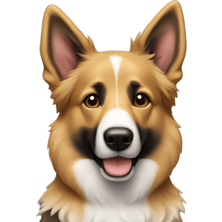 German shepherd/border collie mix dog with black fur and white fur on chest emoji