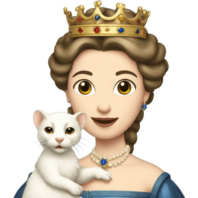 Queen of France holding a pet white ferret emoji