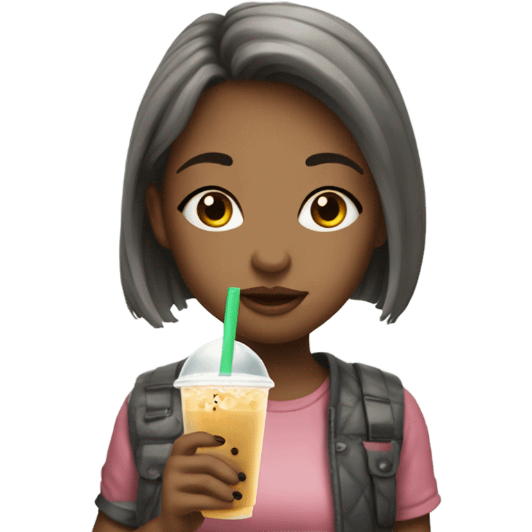 Girl drinking bubble tea emoji