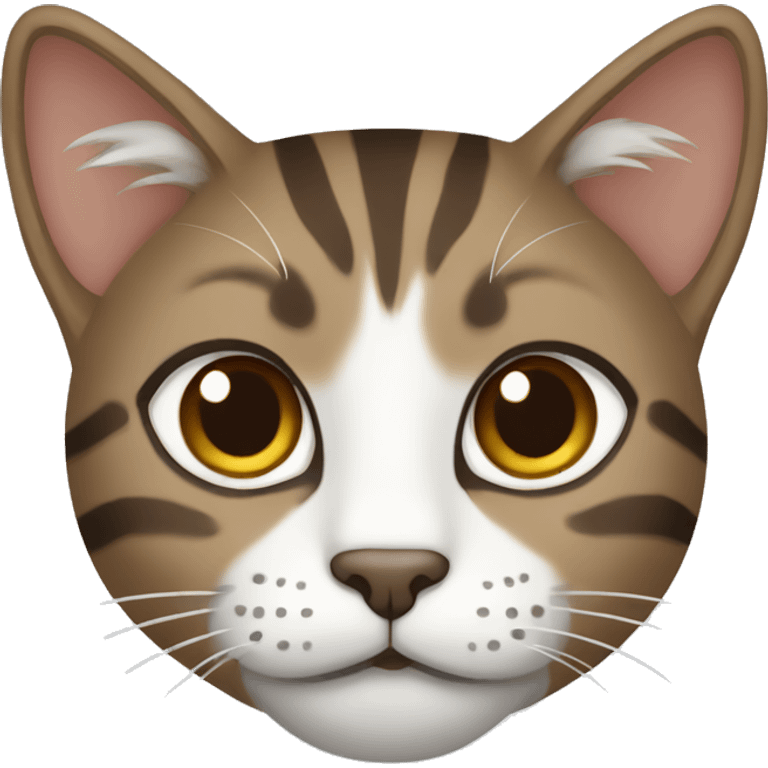 grey and white and brown, centered, tabby cat emoji