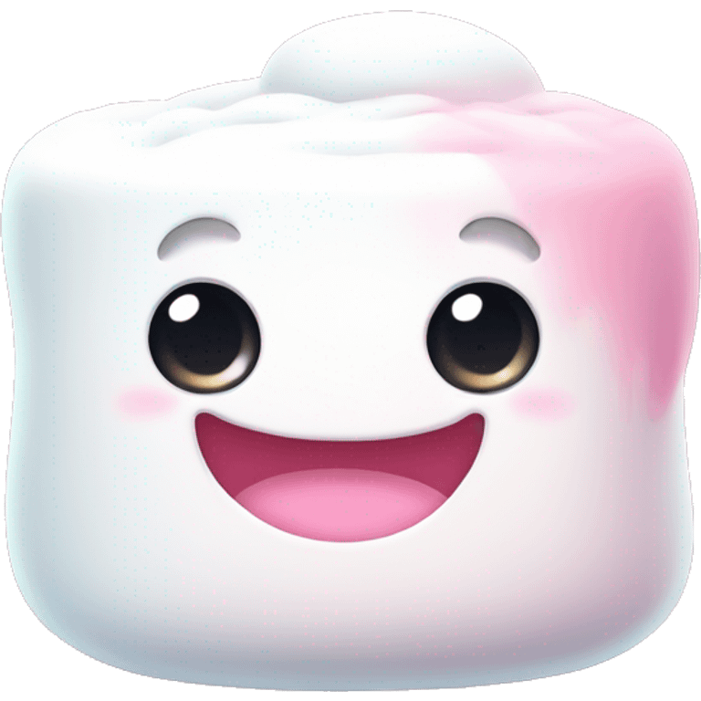 Kawaii  marshmallow with big cute eyes and smile, white and pink colors emoji