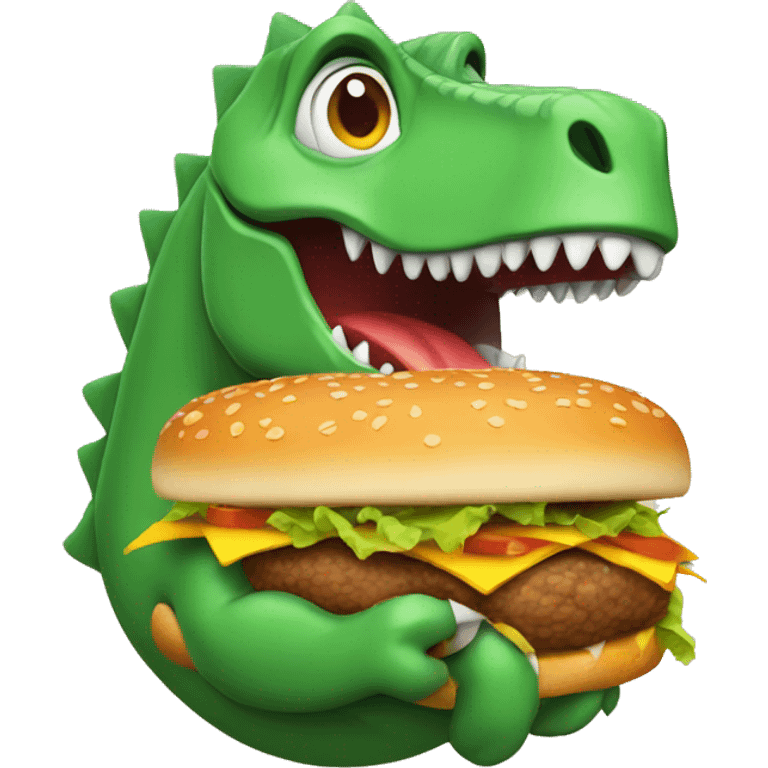 dinosaur with a hamburger emoji