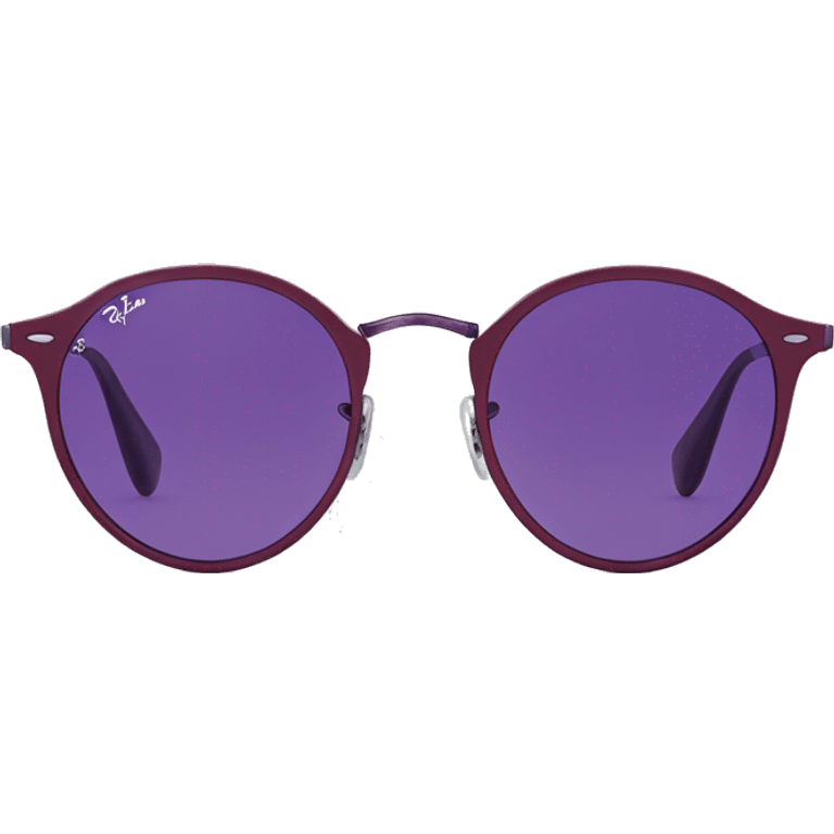 dark red  ray ban round metal sunglasses  with purple frame front view  emoji