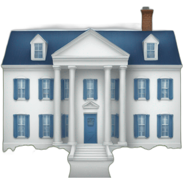 white house with blue roof emoji