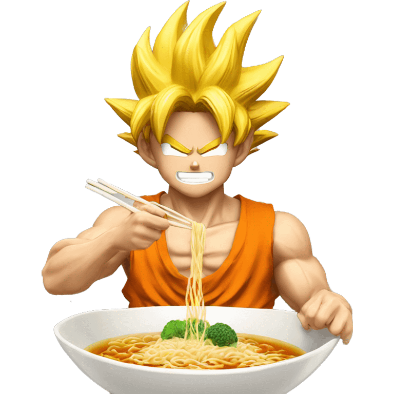 Goku qui mange un ramen emoji