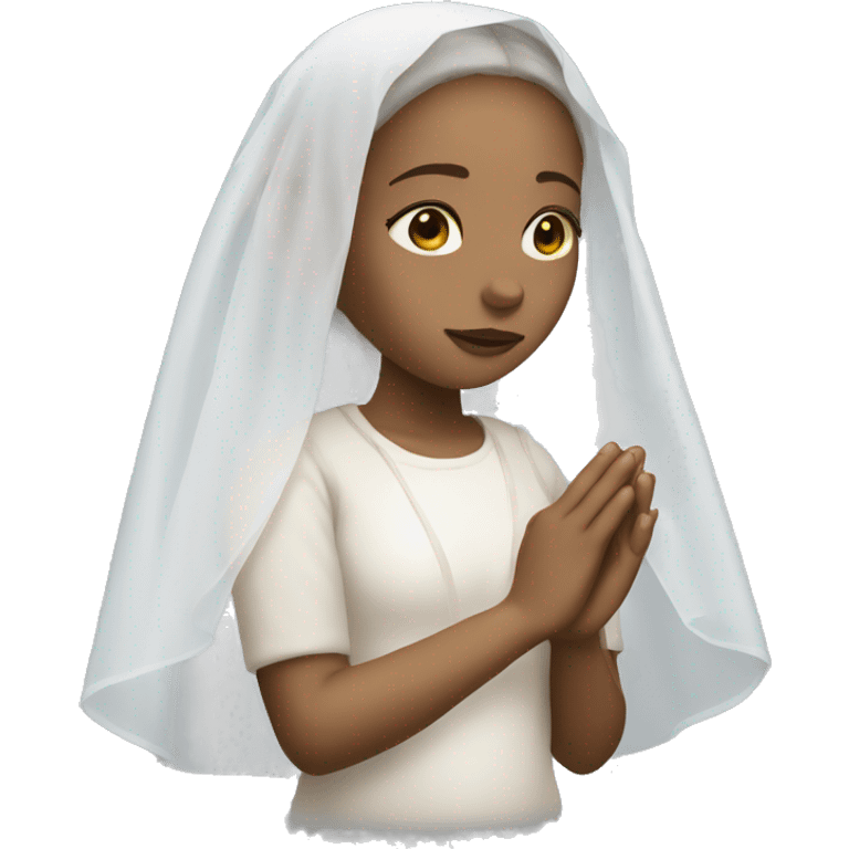 Light skin girl praying with white veil  emoji