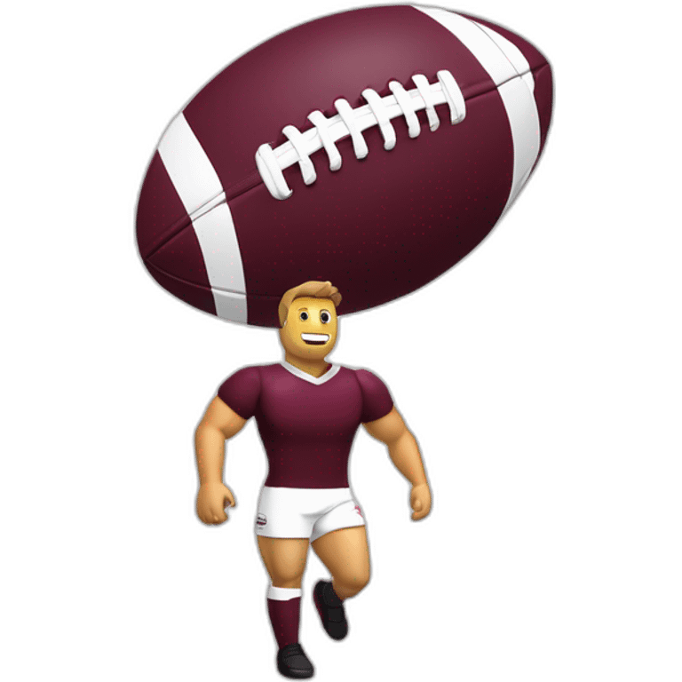 Tout le corps d’un Rugbyman avec un ballon dans la main qui porte le logo du Servette rugby club  emoji