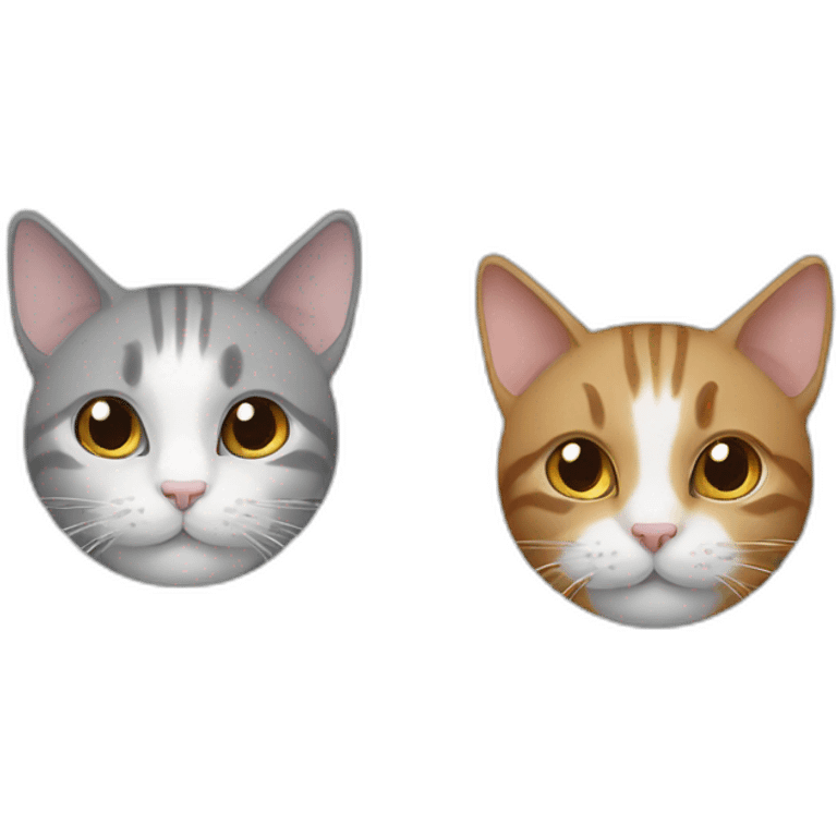 one cat brown and white and one cat grey and white emoji