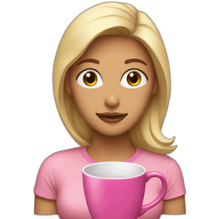 Woman with a pink mug  emoji