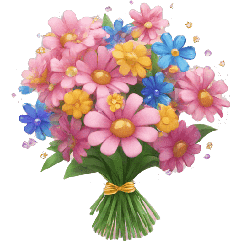 flowers bouquet with a giant sparkle emoji