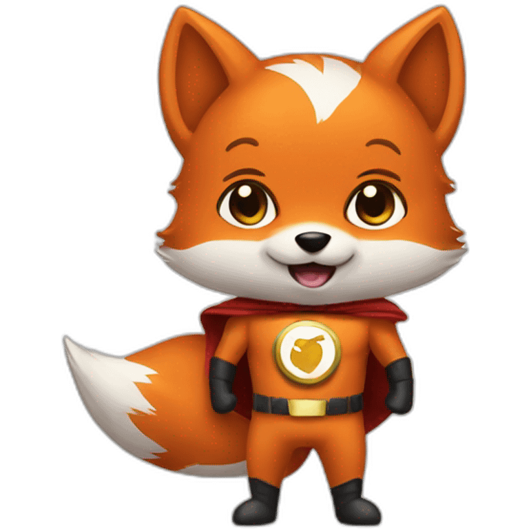 happy fox with a superhero costume emoji