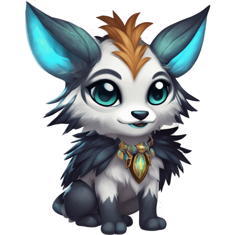 Cool cute Kawaii edgy fantasy shiny chibi animal creature fursona Fionbri vernid by griffsnuff & LiLaiRa & Falvie full bodyal emoji