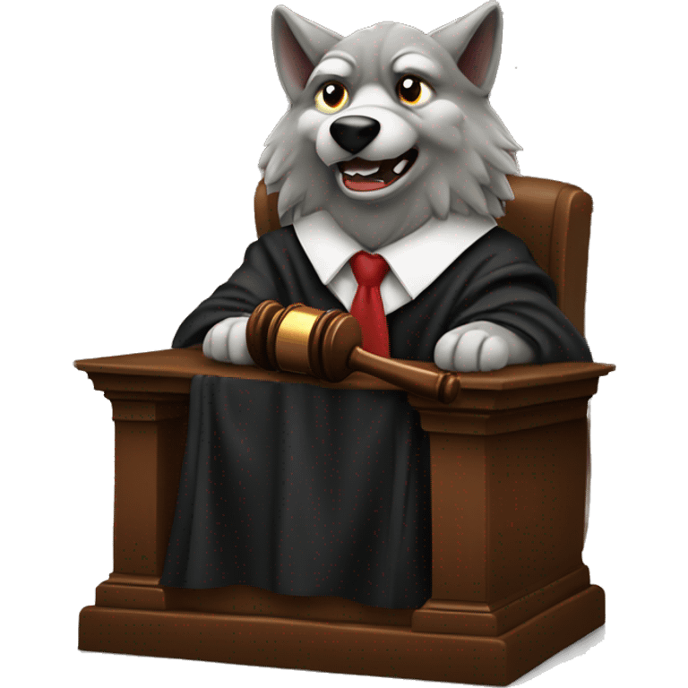 wolf  judge with gavel in court emoji