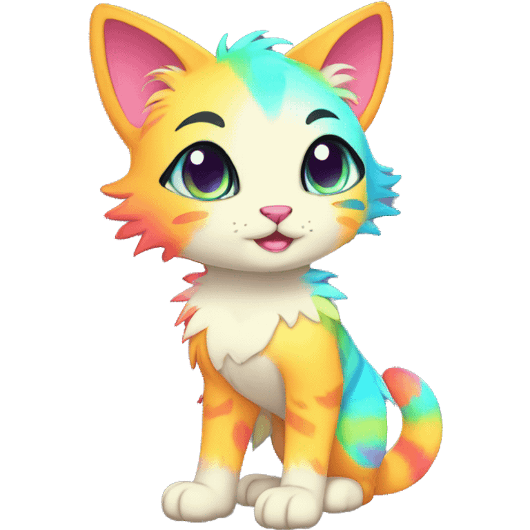 Colorful Sparkle-cat-fursona full body emoji