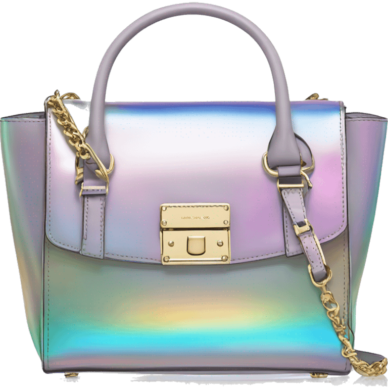 Realistic iridescent designer Michael kors satchel purse. emoji