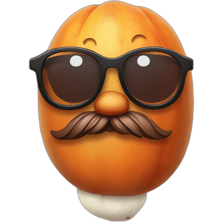 sweet potato with glasses and a beard emoji