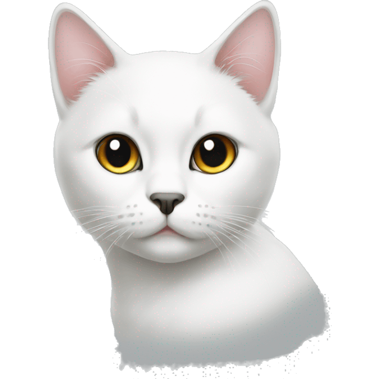 White cat with black spots round face emoji