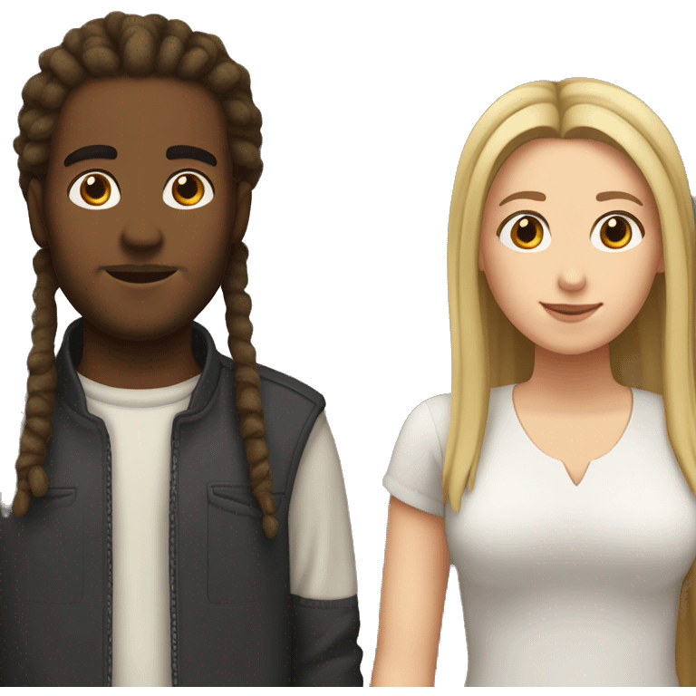 Brown skinned guy with dreadlocks and white girl with straight dark blonde hair emoji