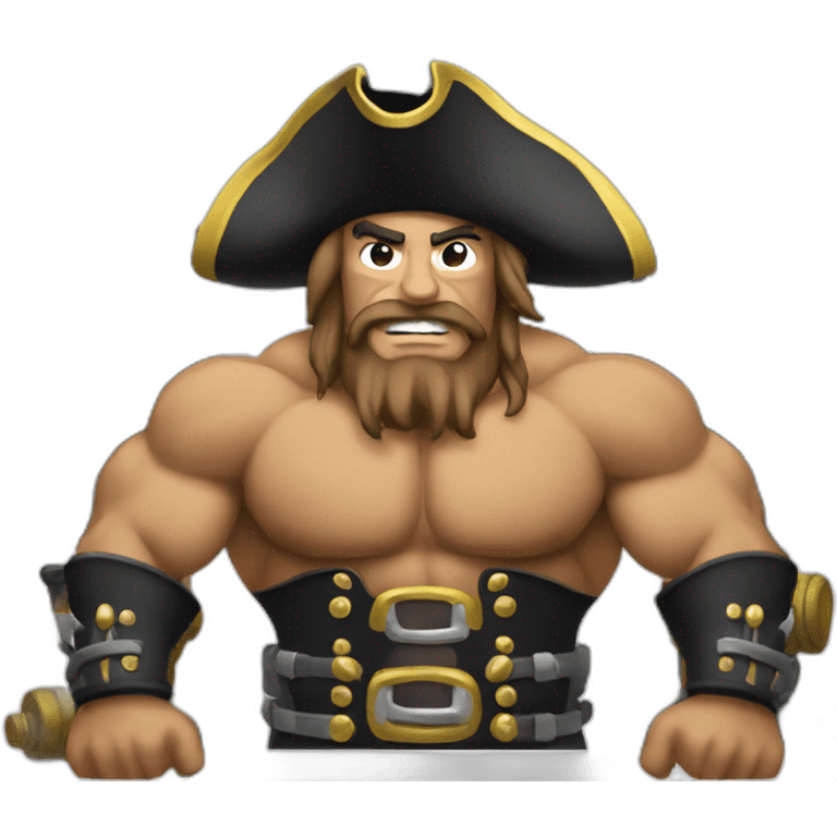 Bodybuilding Pirate with Cannons emoji