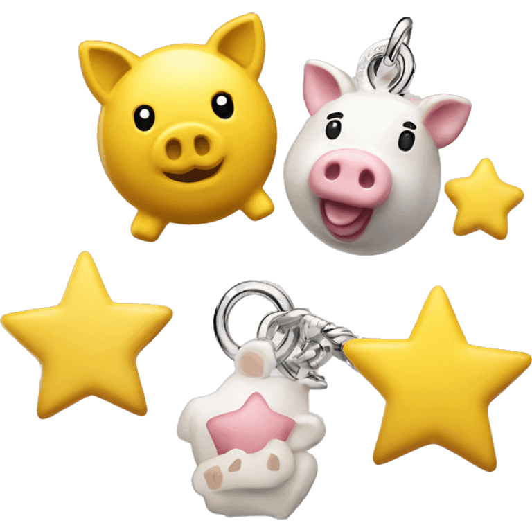 pandora charm with pig and a yellow star emoji