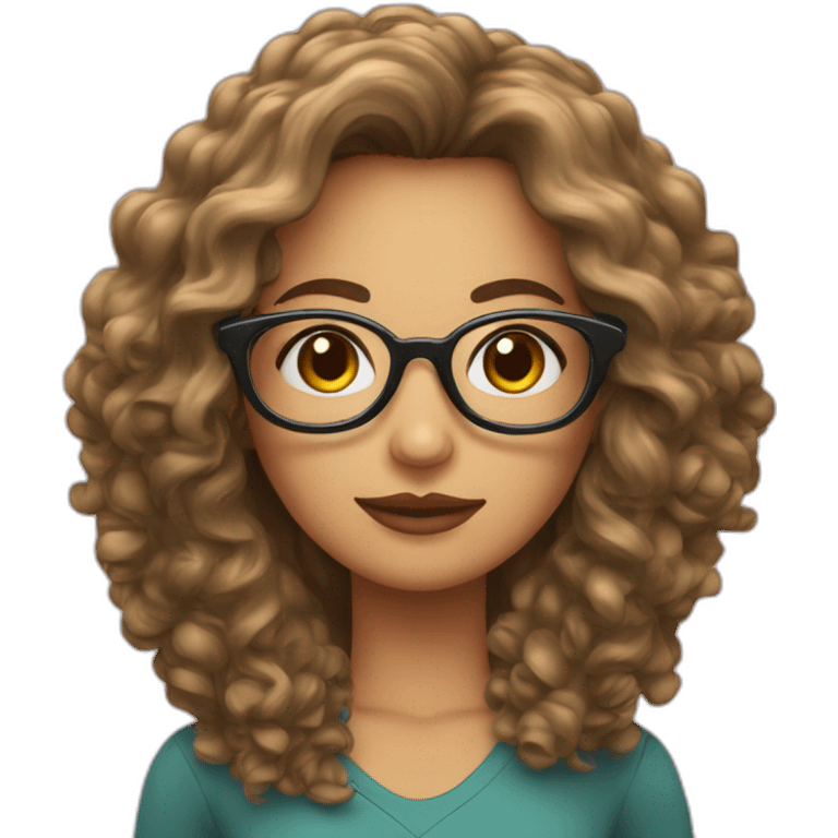 mujer pelo rizado con mechas rubias y gafas emoji