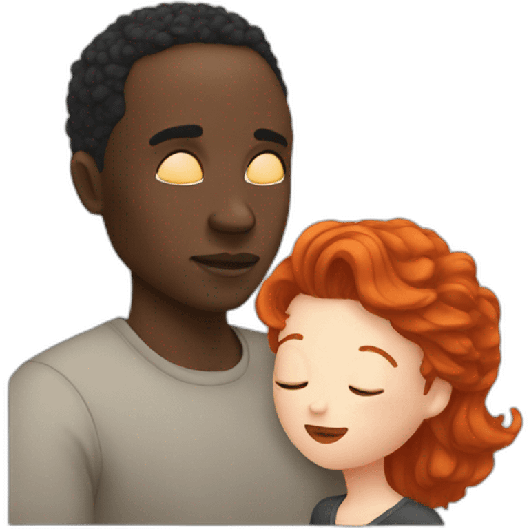 black man with blackhead and a redhead kissing emoji