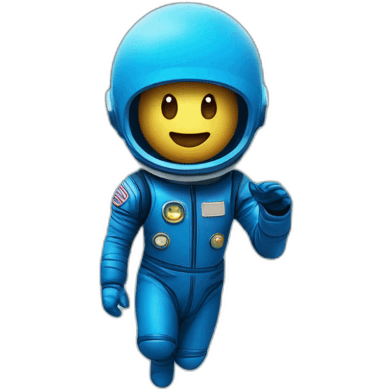 blue spaceman in a blue suit flying straight up into space emoji