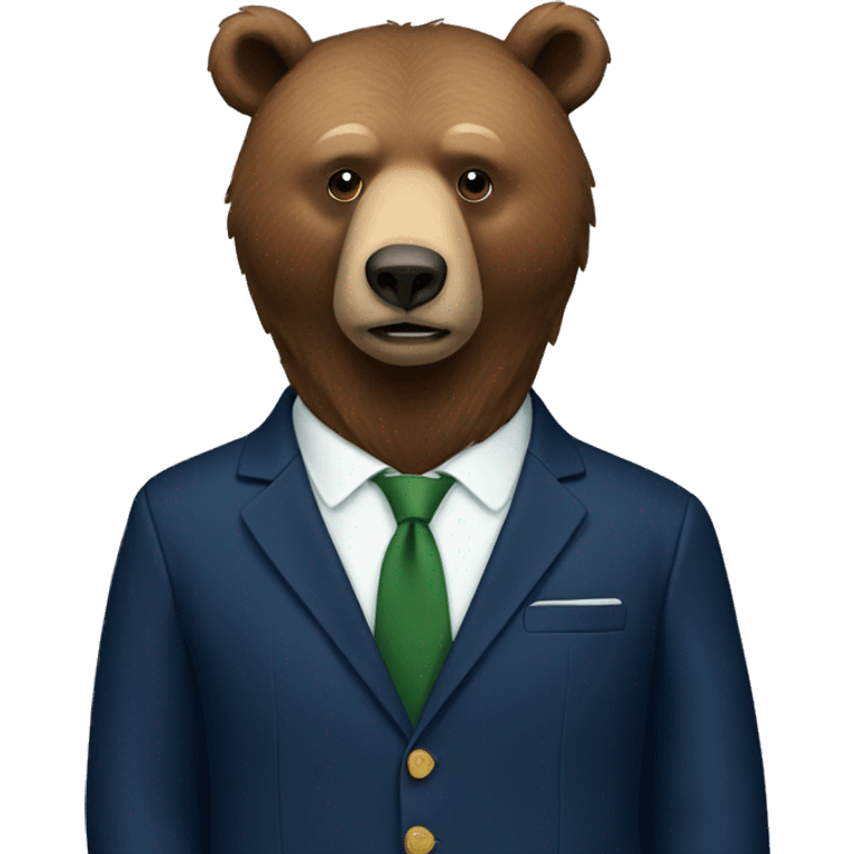 Brown bear wearing a navy greens suit  emoji