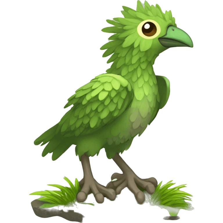 earthly muddy fresh Cool Cute Fantasy legendary swampy tree-jungle-bird plant-grass-type-Dendro-avian Fakemon full body emoji