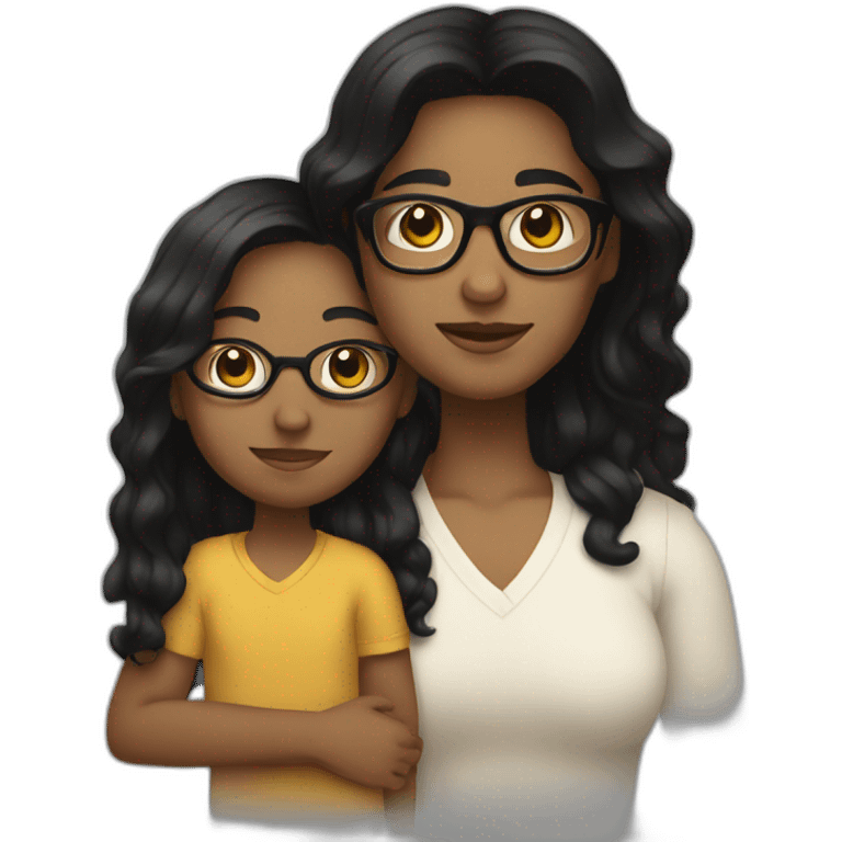 a person with glasses and black hair holding a child who has the hair dark blond emoji