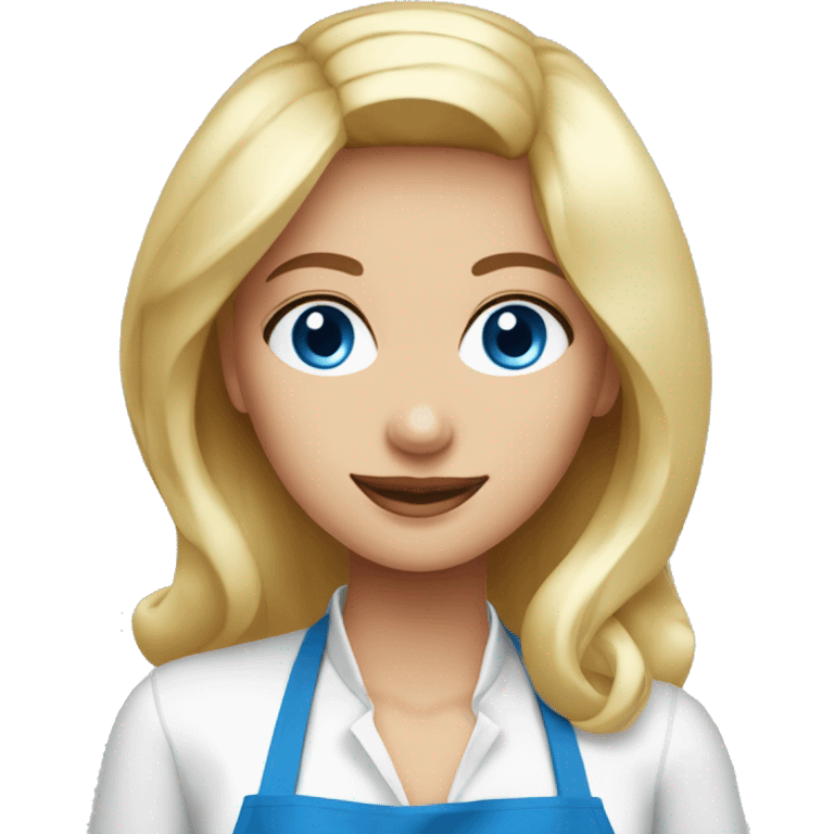 Beautiful blonde blue eyed woman cooking steak emoji