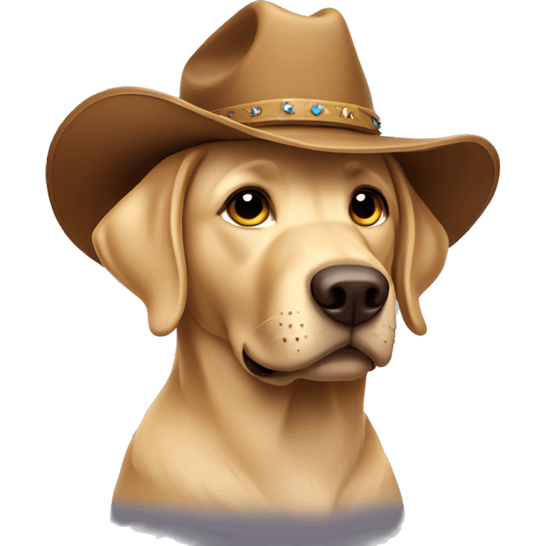 Labrador wearing a cowboy hat emoji