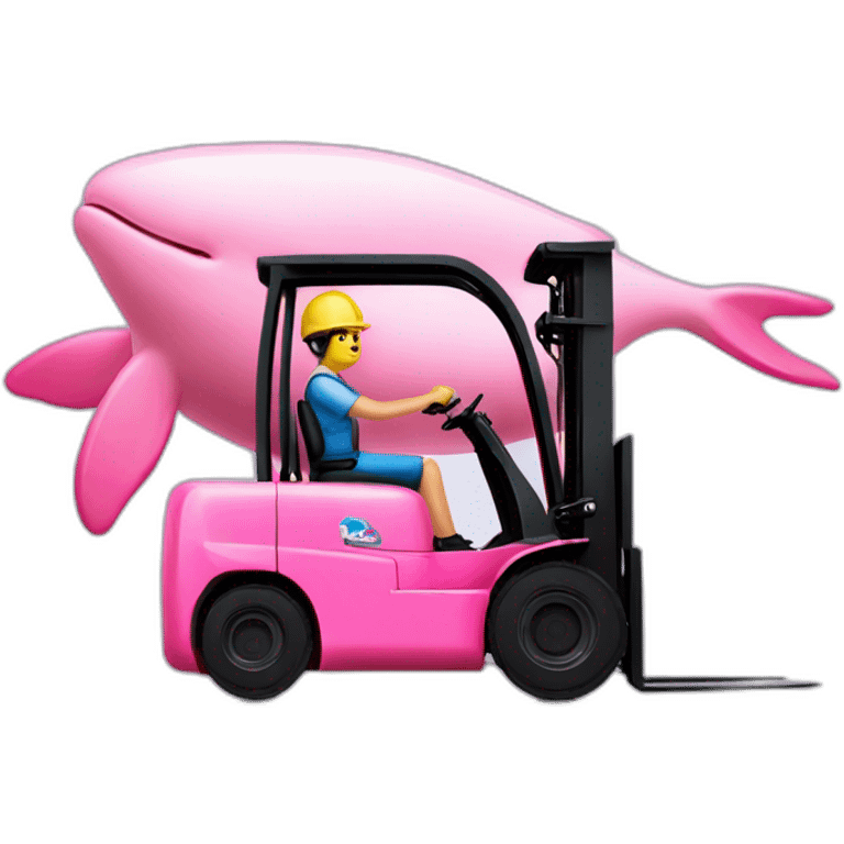 Pink Dolphin drive a Pink Forklift emoji