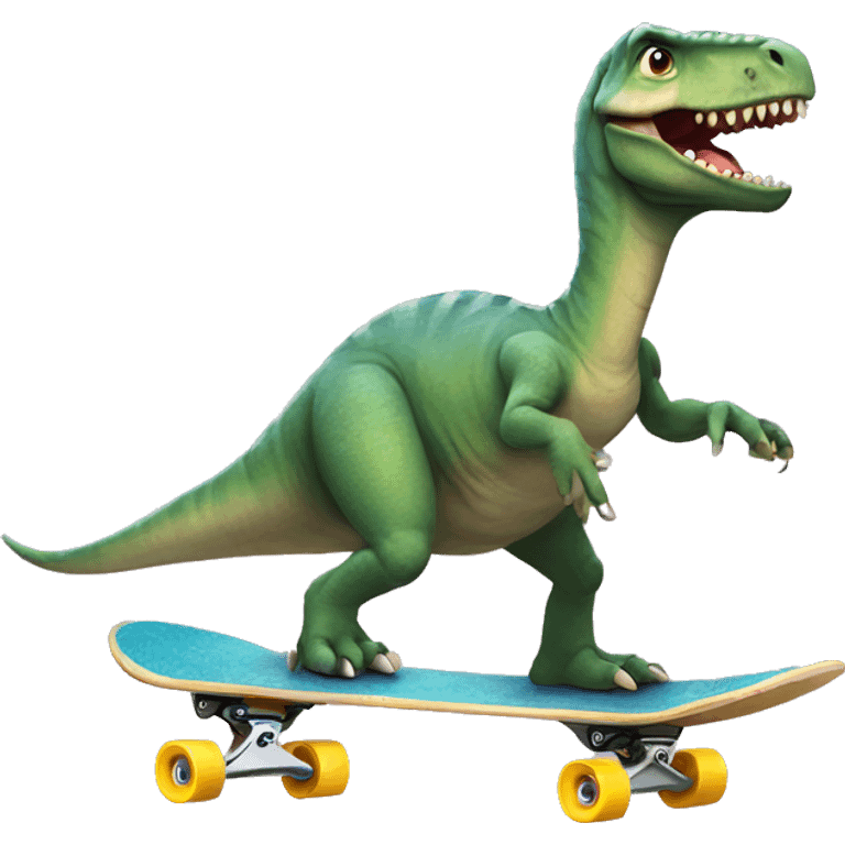 Dinosaur riding a skateboard with a tutu emoji