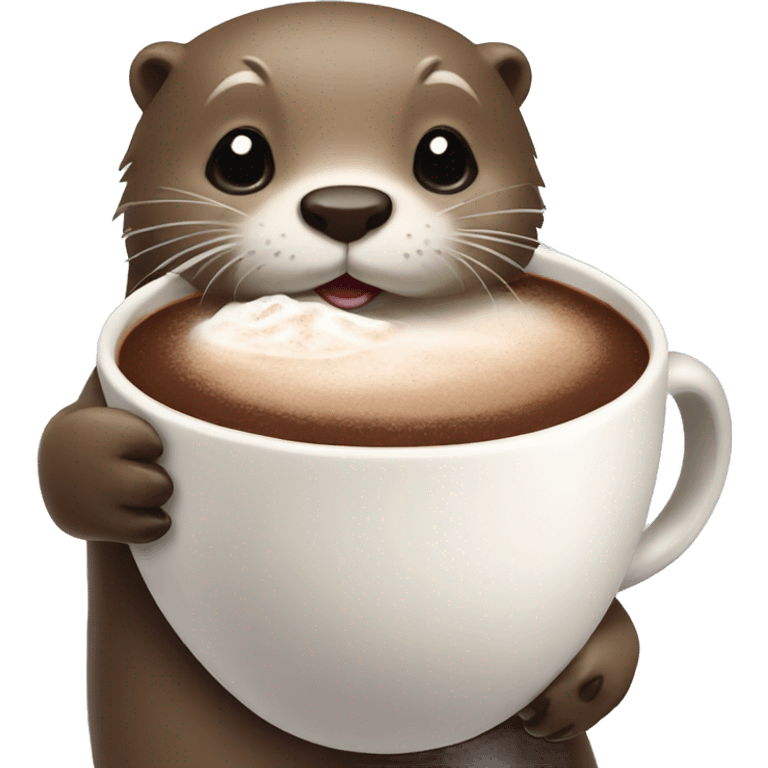 Otter with hot chocolate in its paws emoji