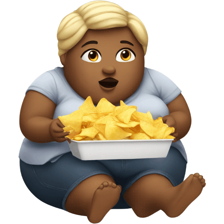 Fat girl eating chips emoji