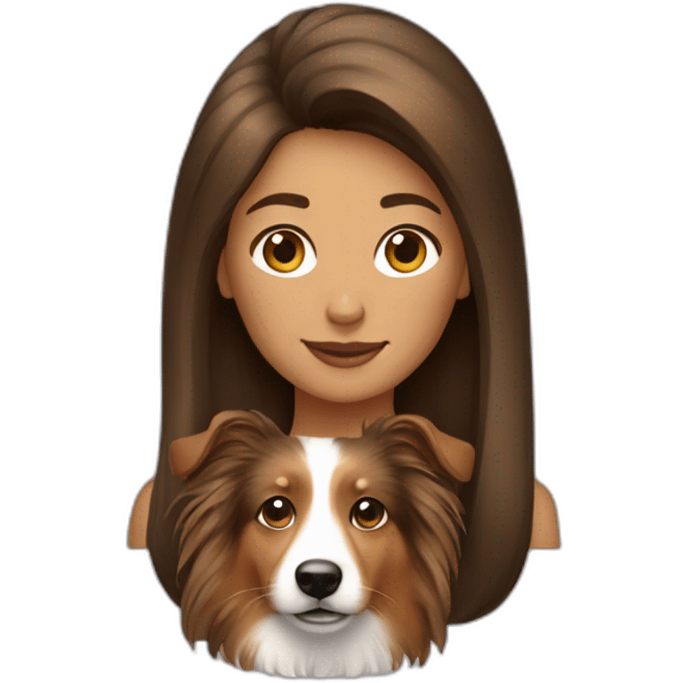 broun hair yong woman with a sheltie dog emoji