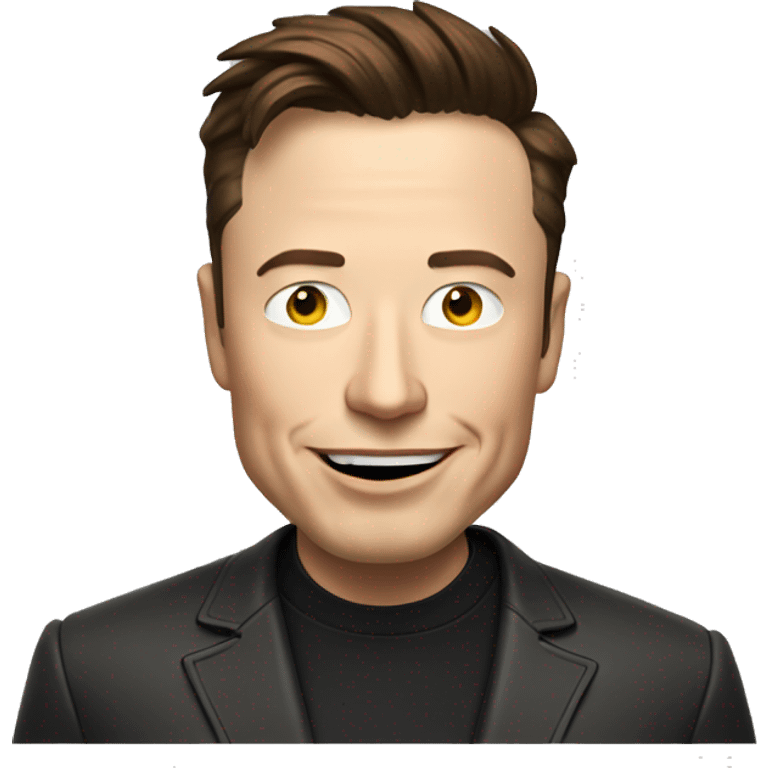 Elon Musk with computer with sarcastic smile emoji