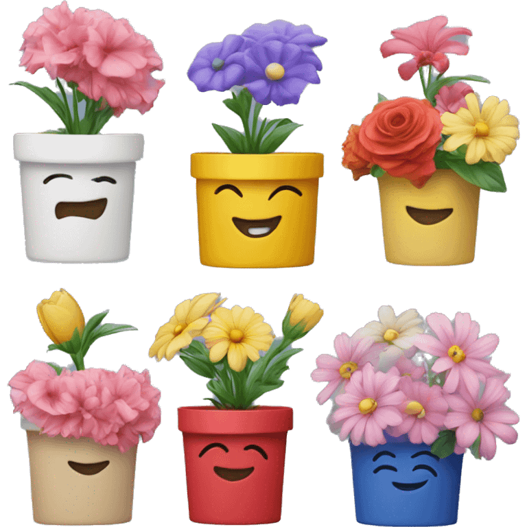 five different flowers in five BIG different hat boxes emoji