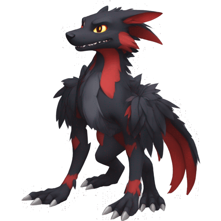 Anthro cool black red nargacuga sergal animal hybrid Fakemon full body emoji