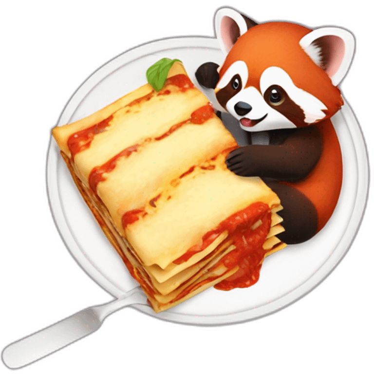 Red panda eating lasagne emoji