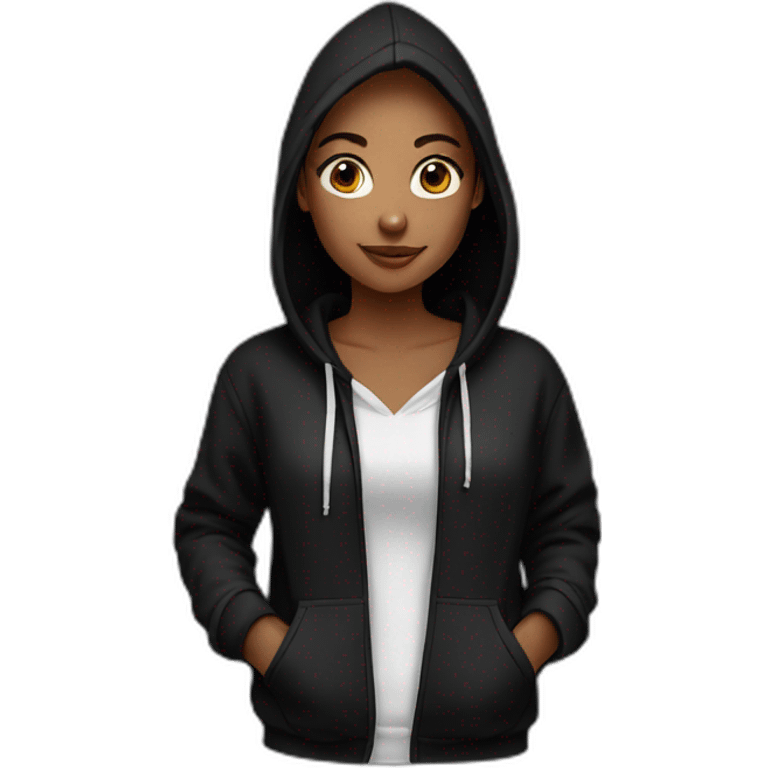 beautiful girl in black hoodie emoji