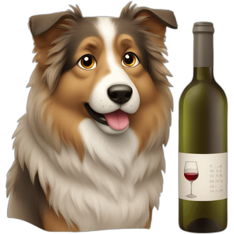 shetland shepherd drinking wine emoji