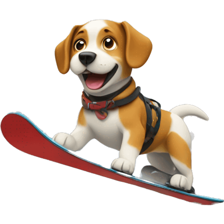 Dog snowboarding down a mountain emoji