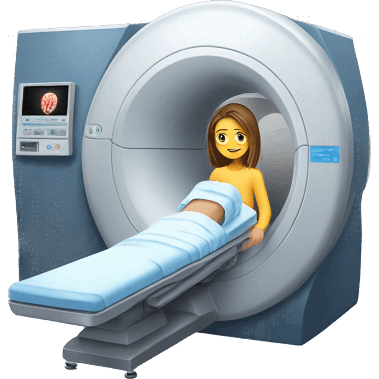 mri scanner with teenager insid emoji