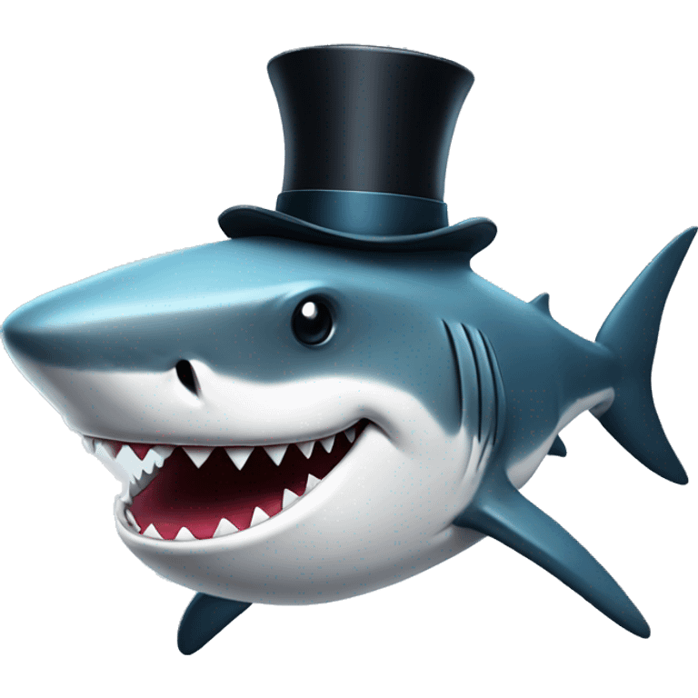 Shark with a top hat emoji