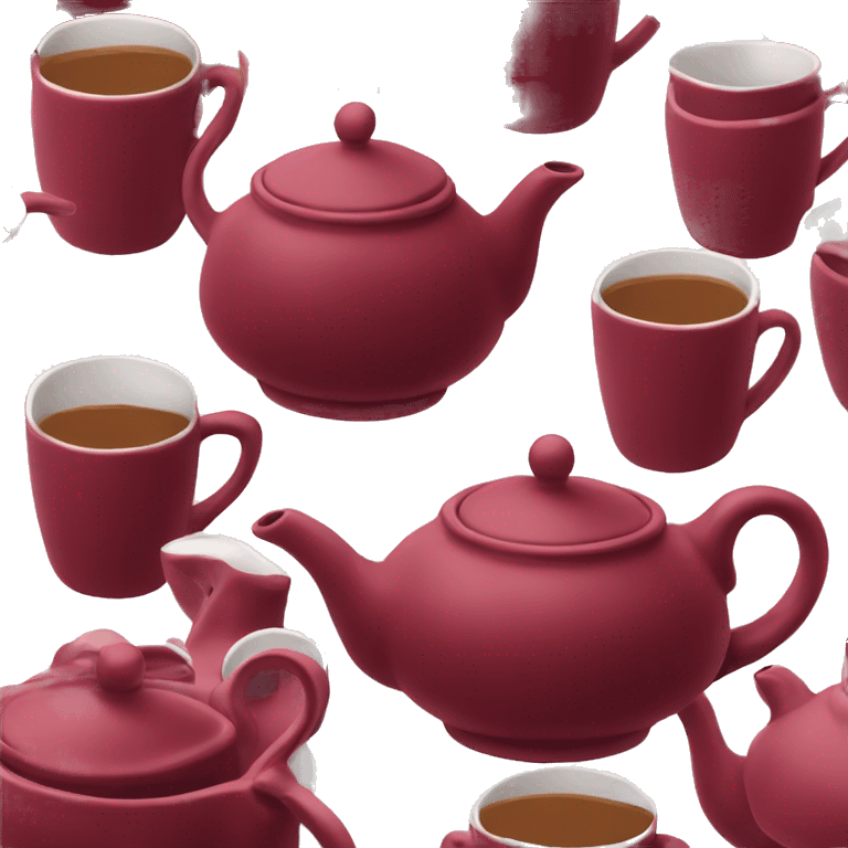 burgundy teapot and mugs emoji