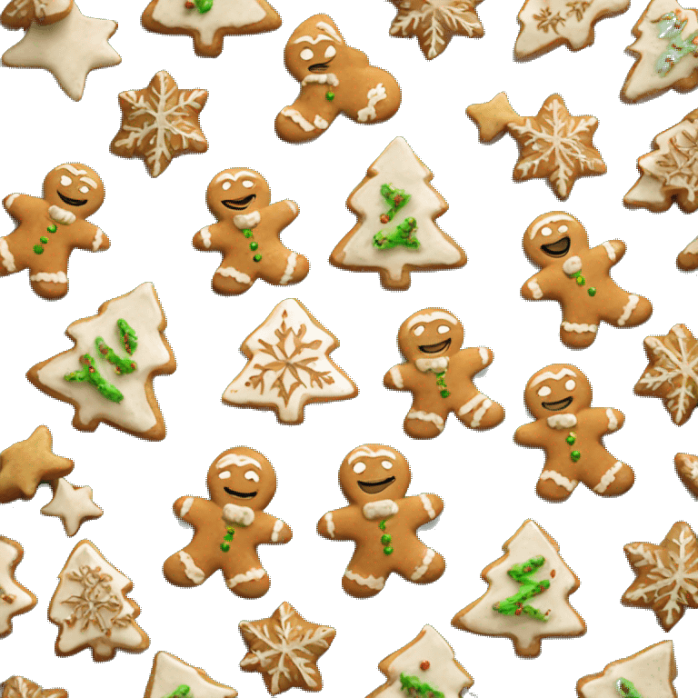 Realistic christmas gingerbreab cookies on a plate. emoji